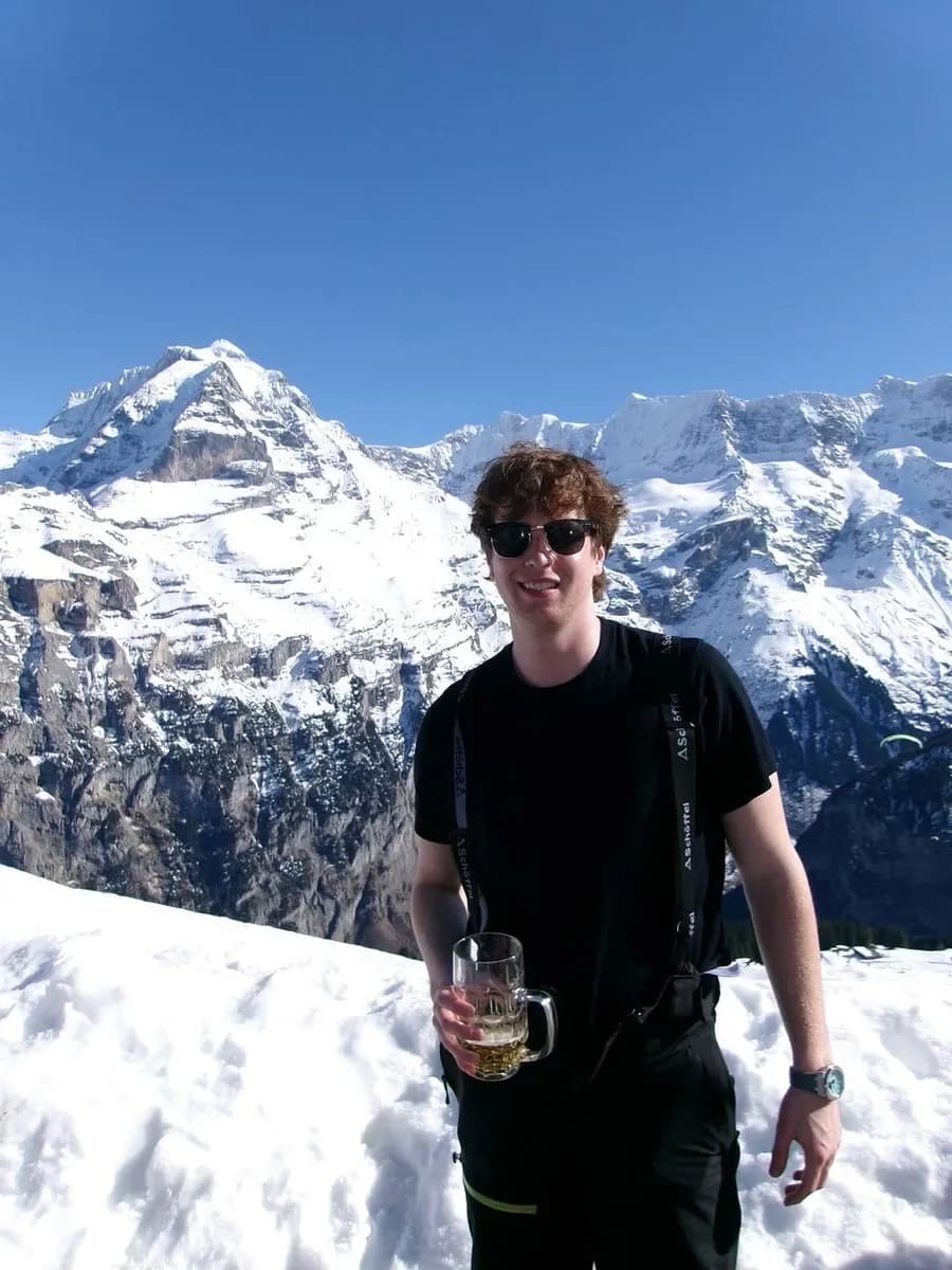 Andy on a snowy peak in the Swiss Alps
